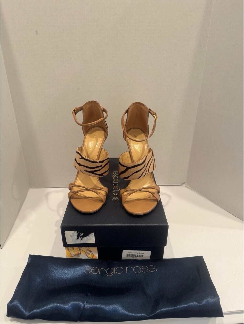 Sergio Rossi “Donyale” Multi‑Animal Print Calf Hair Sandals